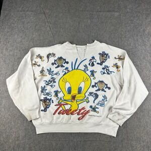 Vintage 1994 Looney Tunes Tweety Bird Crewneck Sweatshirt Warner Bros All Over‎
